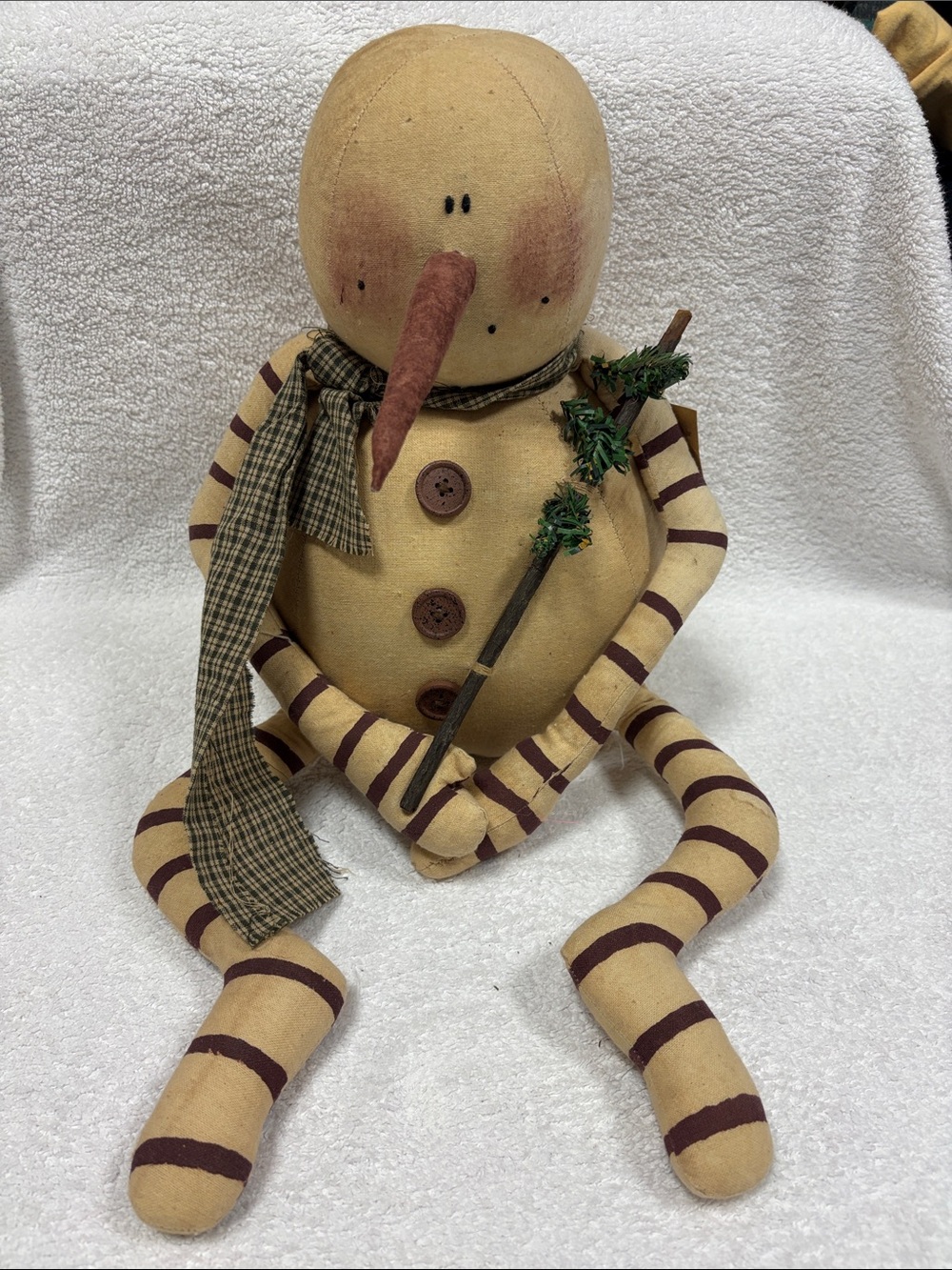 Vintage Honey And Me Primitive Snowman Shelf Sitter Christmas nwt